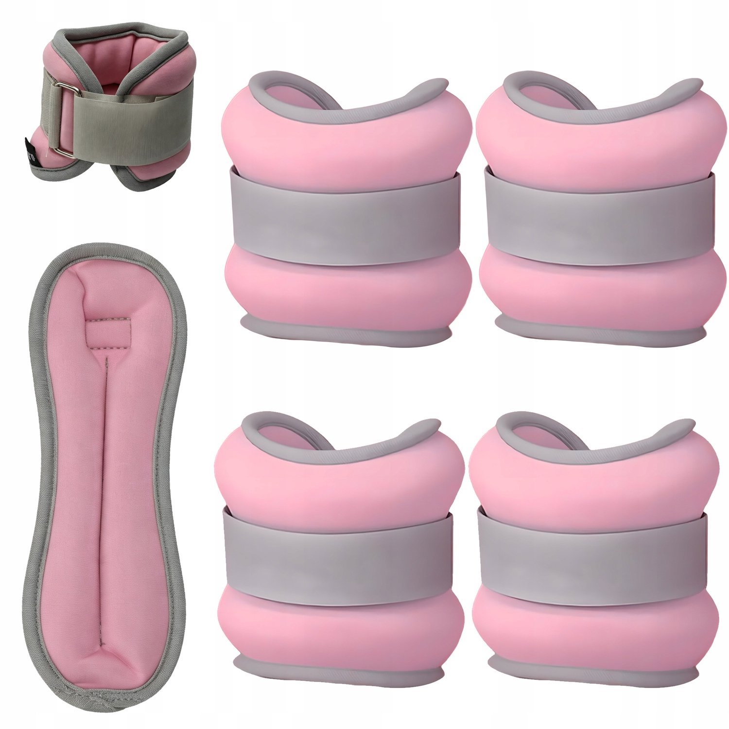 Merkloze Verstelbare Enkel- en Polsverzwaringen - Roze (4x 0.3kg)