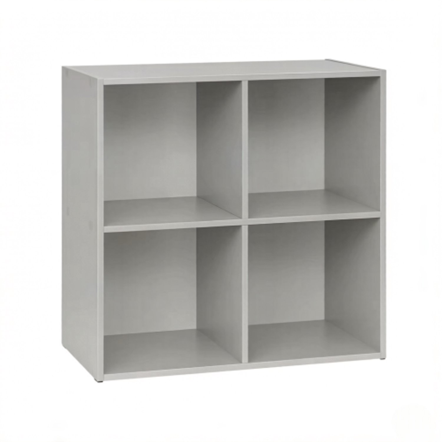Compact kubusrek met 4 vakken, grijs boekenrek als zijboardenkast, 59,6 × 29 × 59,8 cm