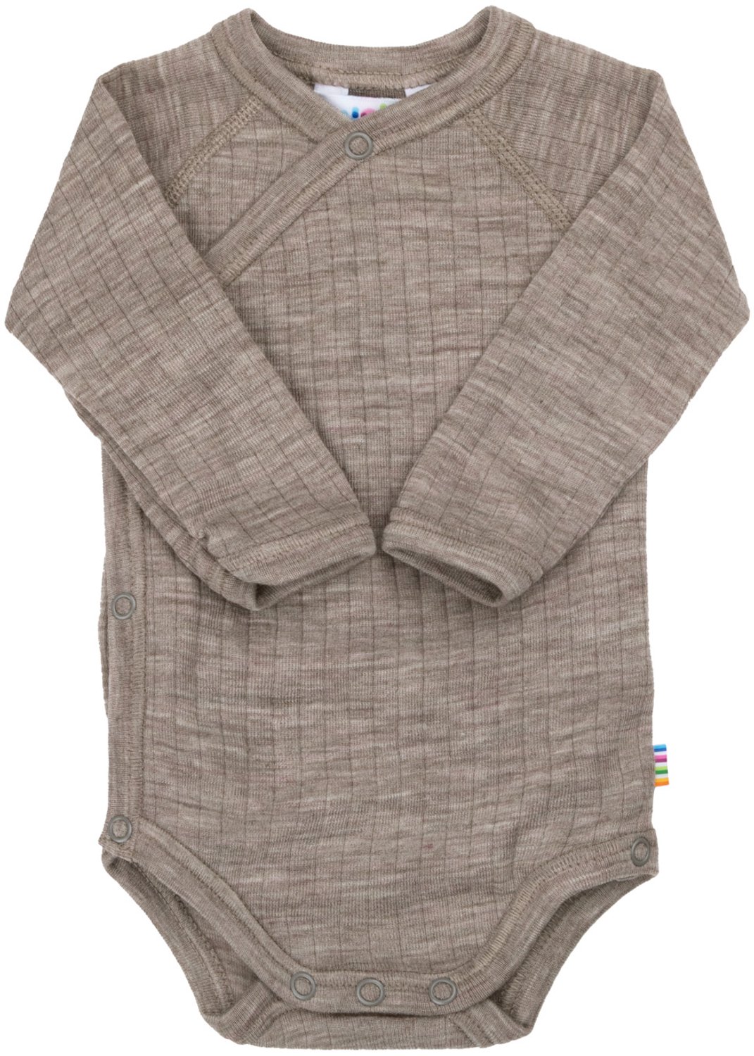 Joha baby romper - lange mouw - overslag - sesam – 100% merinowol - unisex - maat 60
