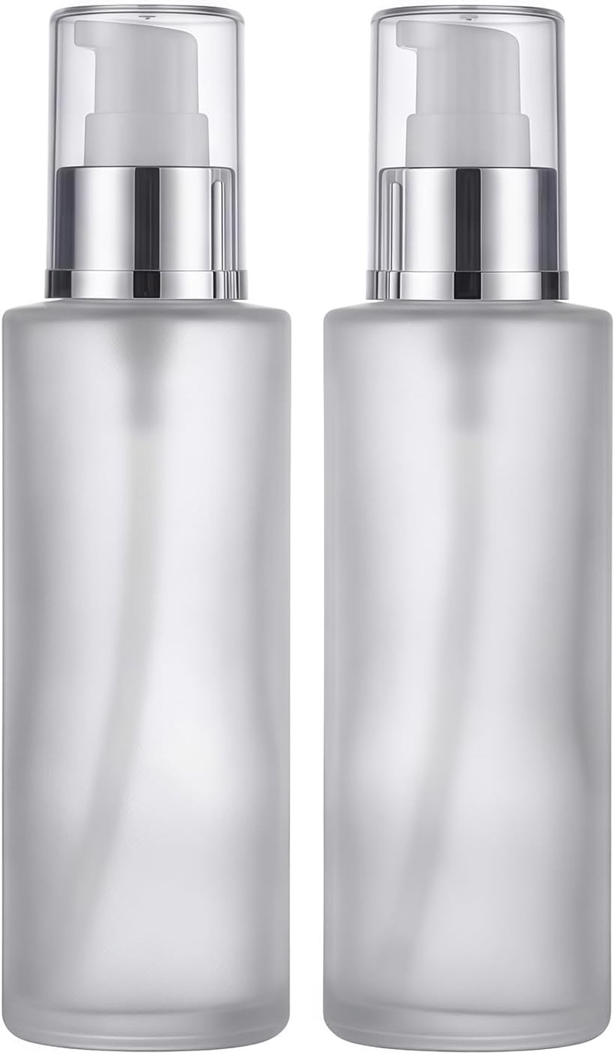 lege glazen lotion pomp flessen 100 ml - mat glas - 2 stuks - ideaal voor lotions en oliën - m-winkel
