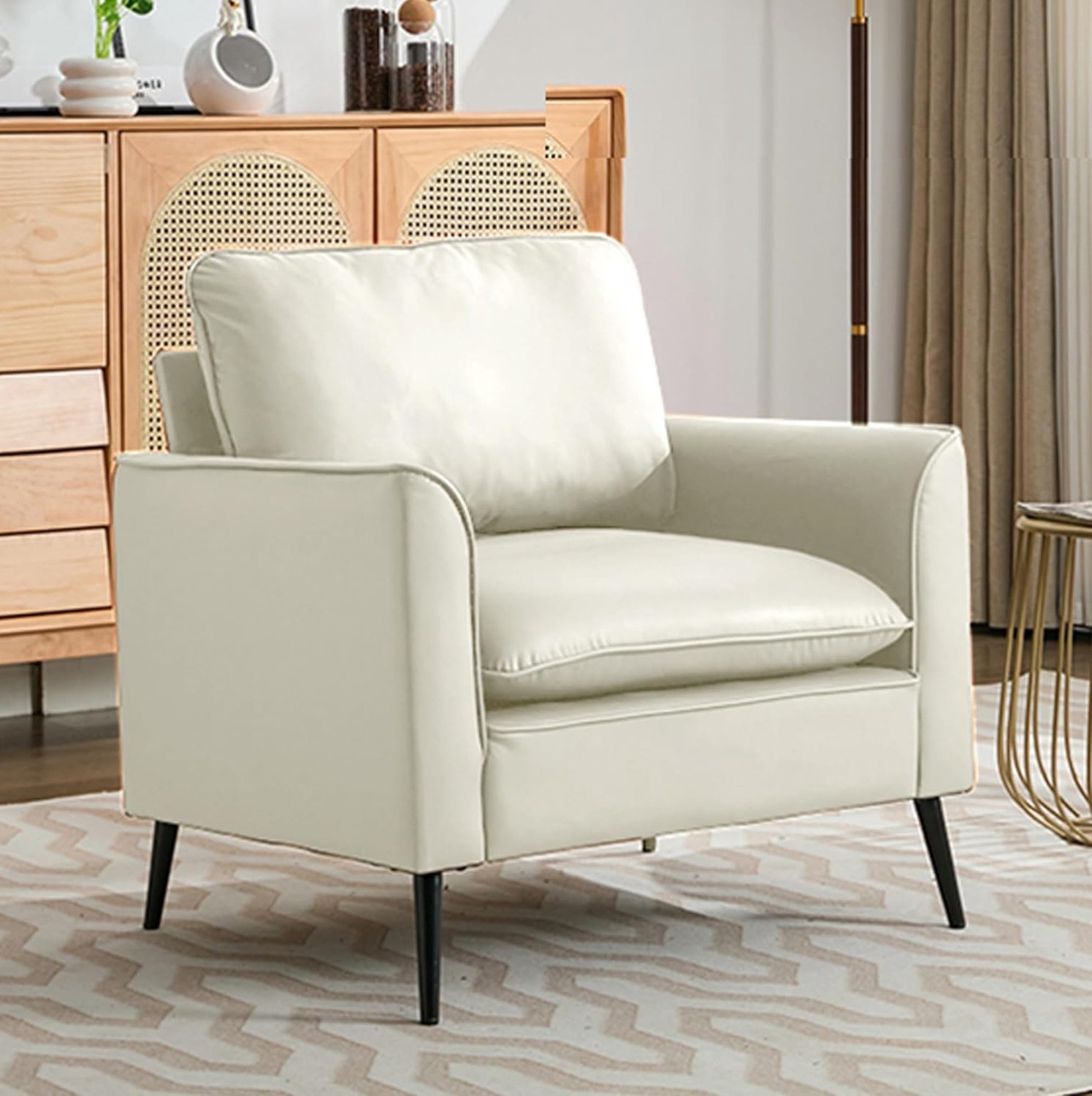 CHICFURN Fauteuil - Met armleuningen - Kunstleer - Wit