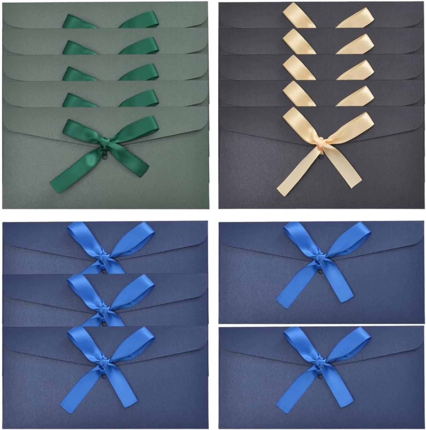 Enveloppen 22 x 11 cm - Kraftpapier - Kleurrijke set met strik - Perfect voor cadeaus - 15 stuks - m-winkel