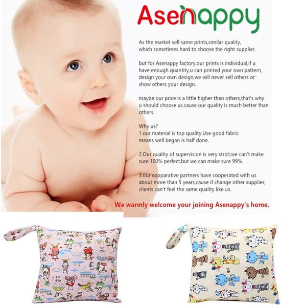 Wet Dry Bag, Hanging Diaper Storage Bag, Diaper Bag for Babies Waterproof Bag with Zipper Washable Reusable Baby Cloth Wet Bag for Travel, Swimwear, W — afbeelding 5