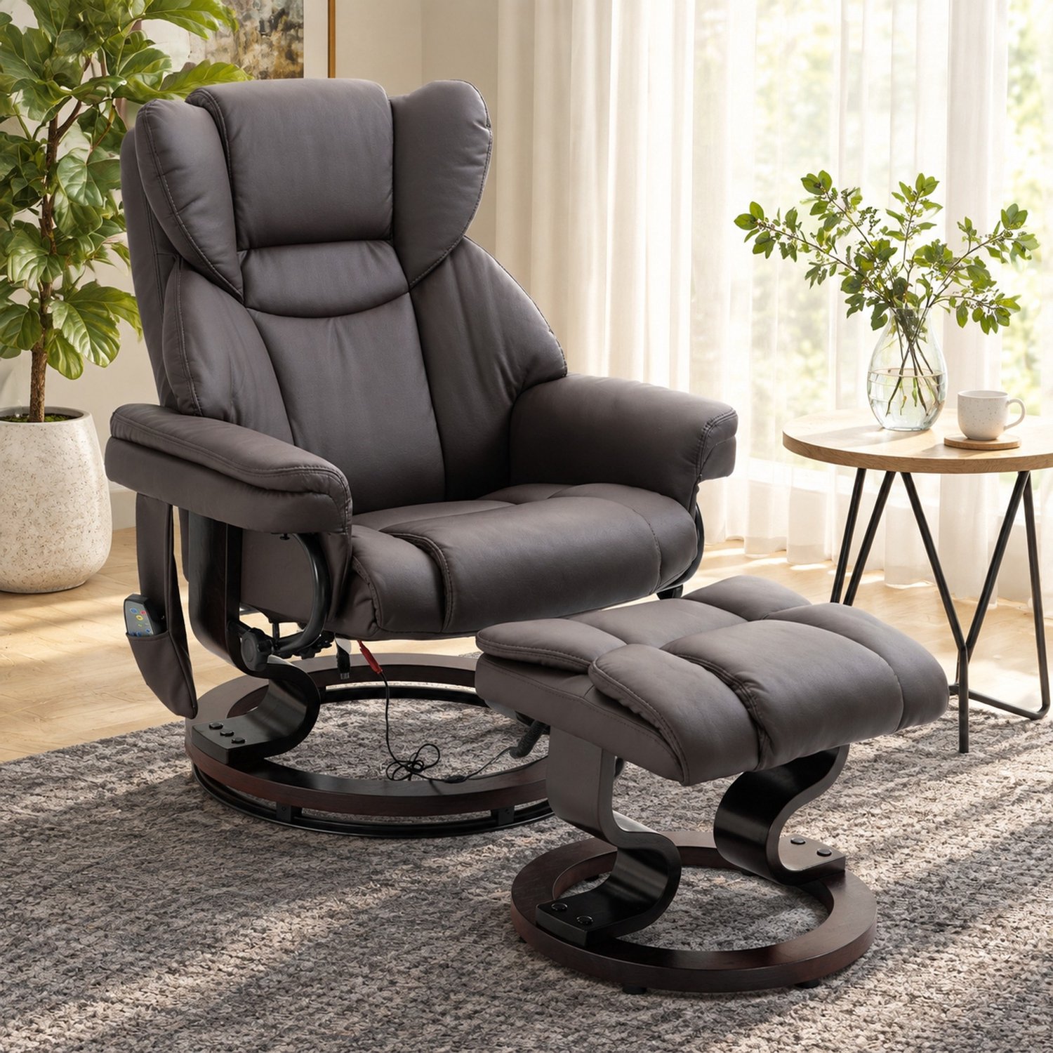 CHICFURN Massagestoel - 145 graden verstelbaar - Met hocker - Bruin