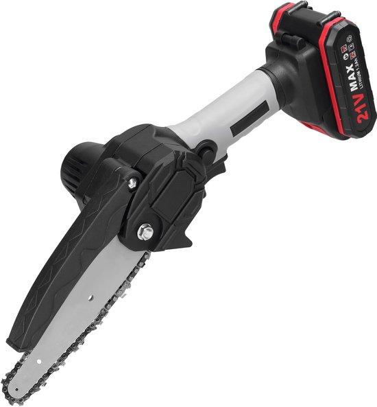 Mini kettingzaag - Mini accu kettingzaag 21V 6 inch – Snoeizaag – Takkenzaag – Handzaag - 5 m/s, borstelloze motor, veiligheidsslot - Zwart/grijs - ABS + metaal - Voor snoeien en houtzagen — afbeelding 2