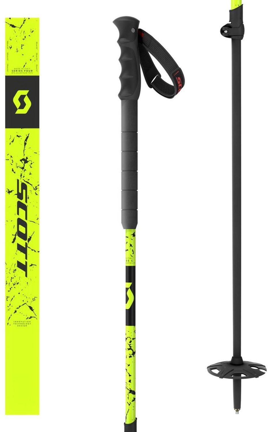 Scott Pure Adjust SRS toerski skistokken 105-155 cm fluor geel