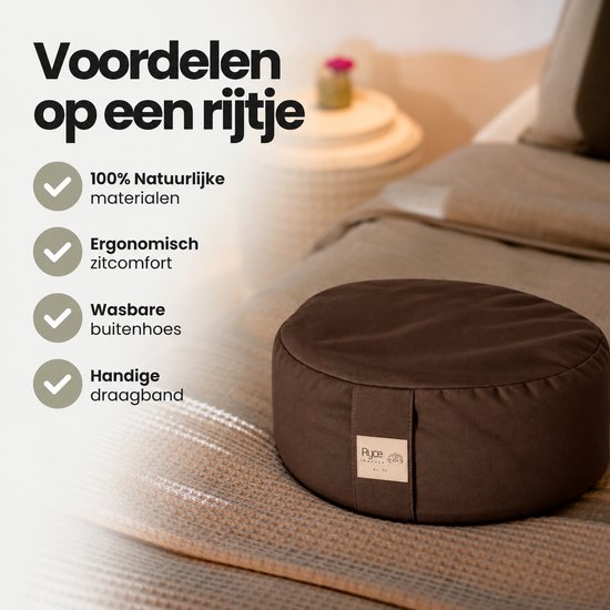 Ryce® MeditatieKussen - Yoga - Katoen - Boekweit - Bruin — afbeelding 3