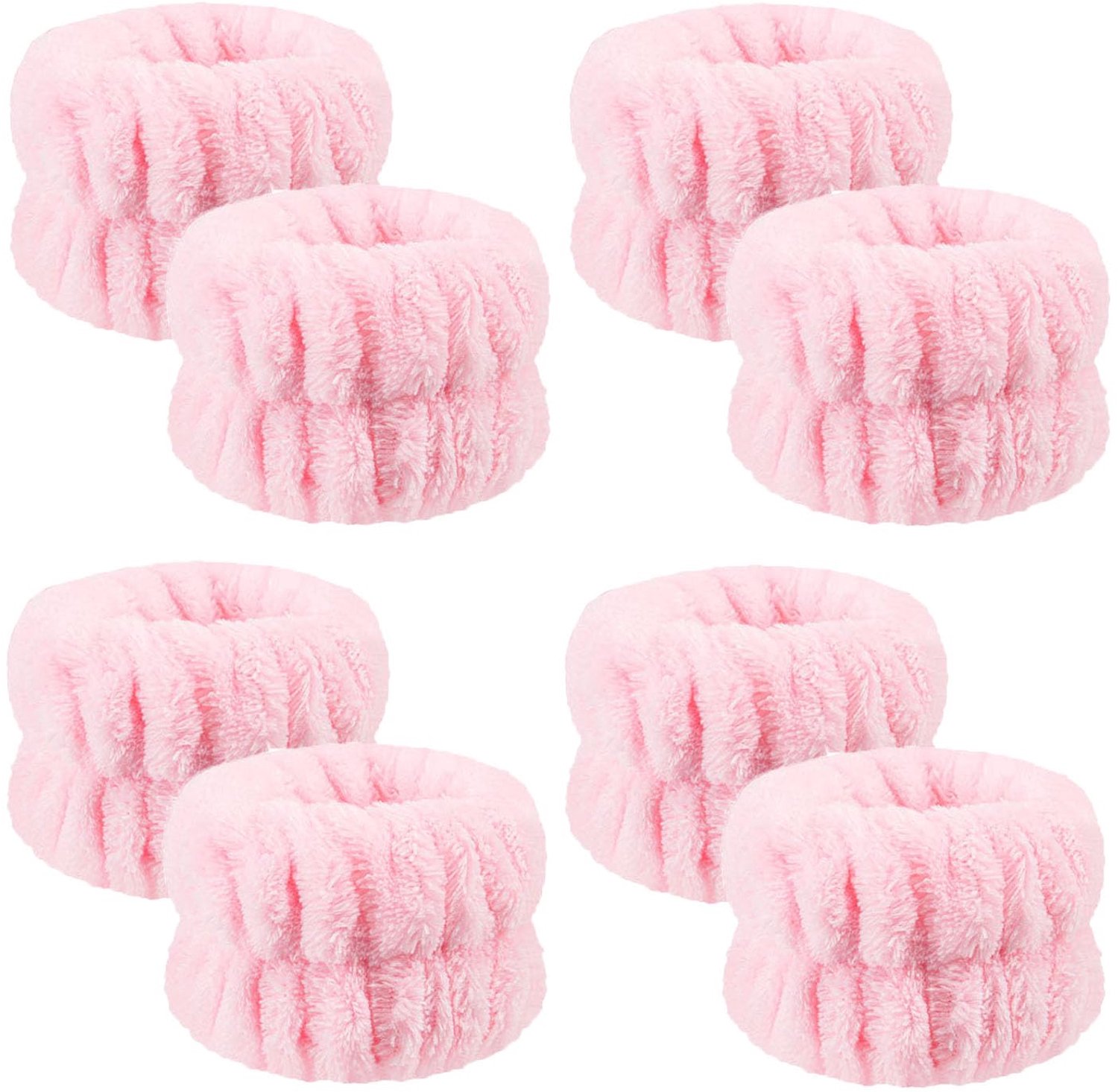 8-delige set microvezel-polsbandjes voor het wassen van het gezicht (roze)