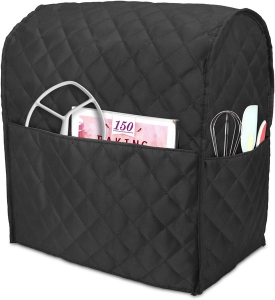 Stofhoes voor keukenmachine en extra accessoires (geschikt voor 4,3 l en 4,8 l keukenmachine), zwart gewatteerd — afbeelding 2