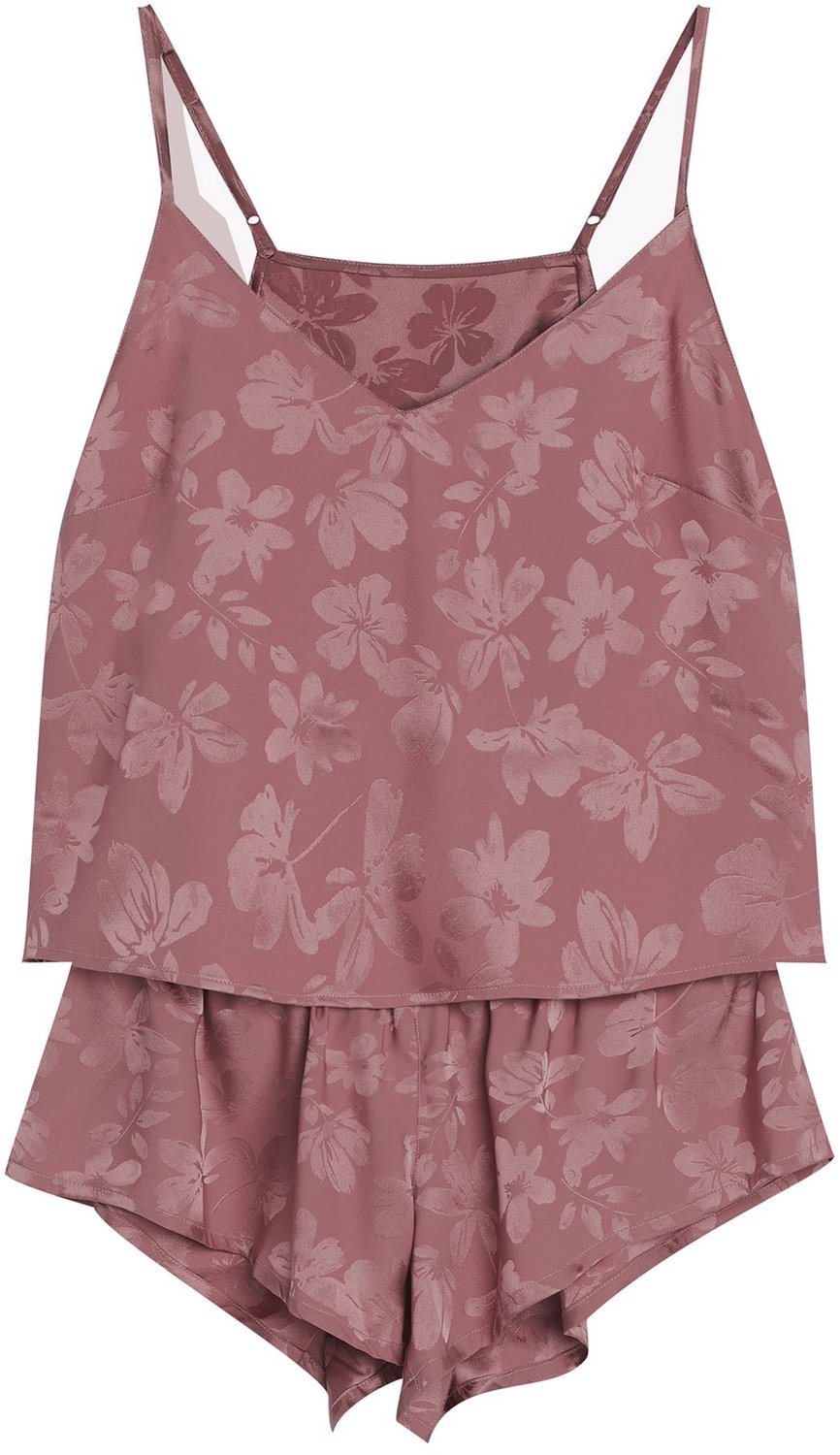 ESOTIQ Jasmina 2 - Damespyjamaset - Oudroze - Bloemenprint - Korte broek Oudroze;Mauve