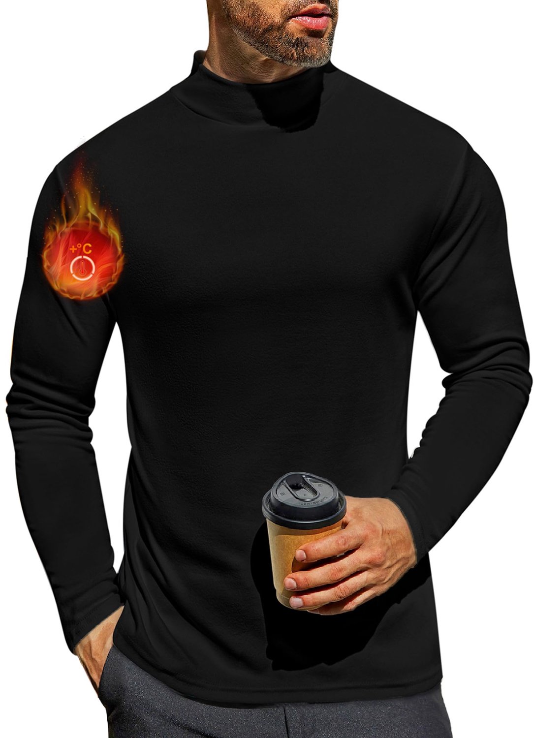 Thermo Shirt Heren - Lange Mouwen en Opstaande Kraag - Warm en Comfortabel - Thermisch Ondergoed voor de Winter - Maat S-XXL
