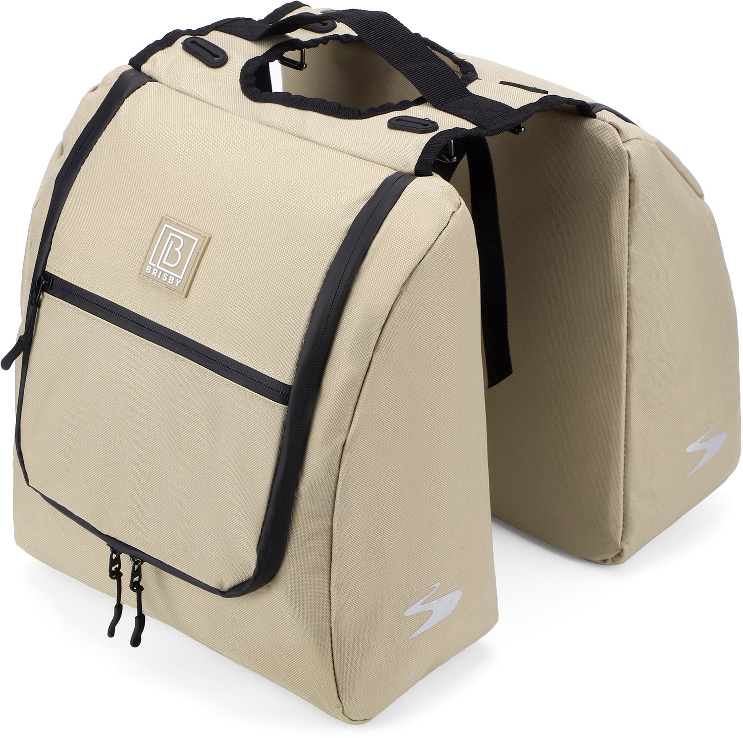 Brisby Dubbele Fietstas 28 Liter – Koeltas en Lunchtas – 4-laags Geïsoleerd – Voor Gewone en Elektrische Fiets – Waterafstotend met Waterdichte Ritsen – Natural Champagne