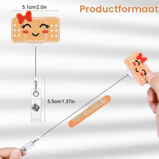 Set van 3 Retractable Badge Reels van Vilt, Schattige ID Badge Houder voor Verpleegkundige, Arts, Docent en Student met Lanyard Clips — afbeelding 5