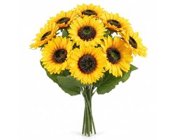 ANBOWEI Kunstzonnebloemen Decoratie 9 Stuks Enkele Steel Zijde Zonnebloemen - ShopVlot