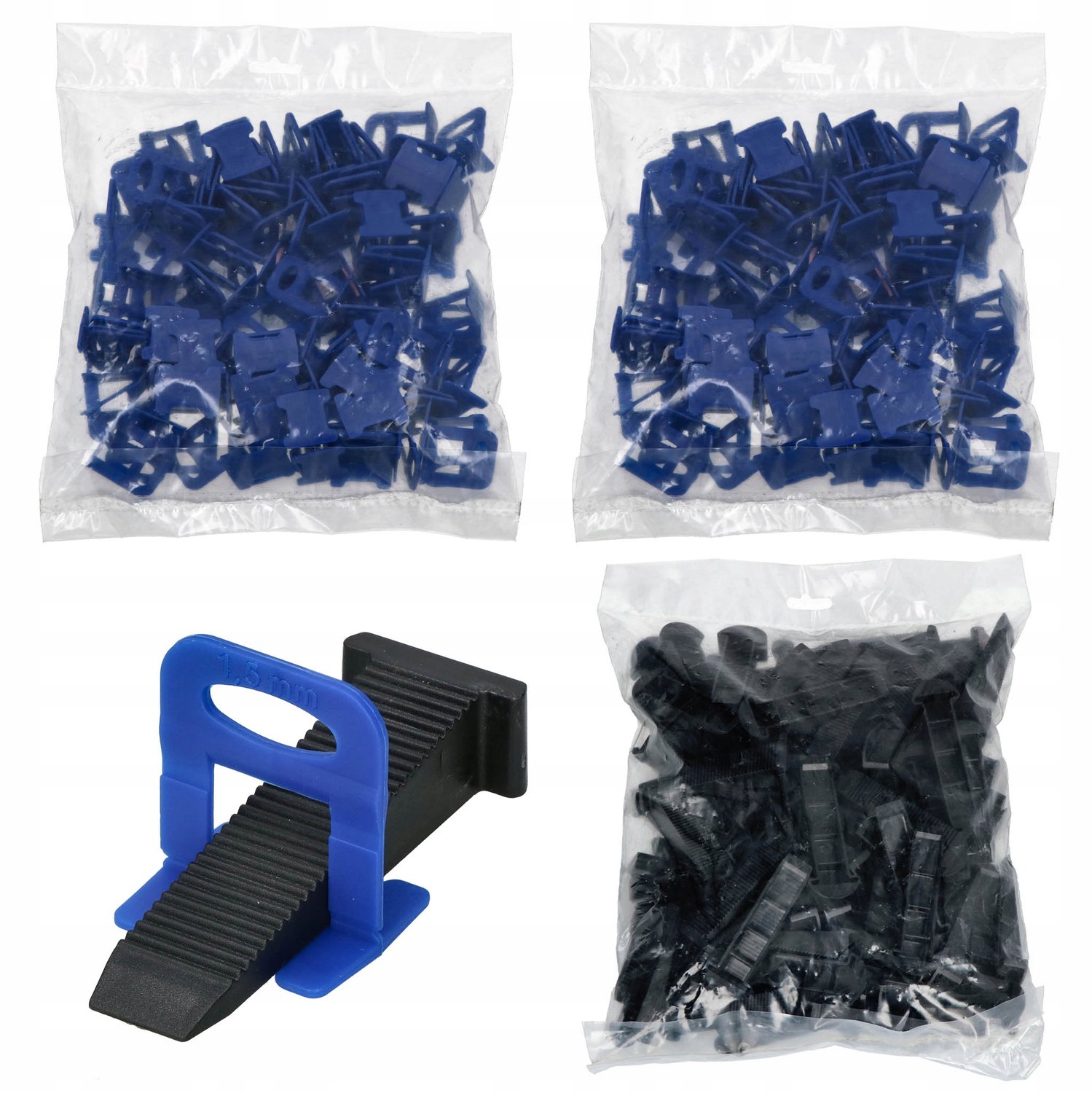 Groot Tegelnivelleringssysteem: 200 Clips & 100 Wiggen (1.5mm)