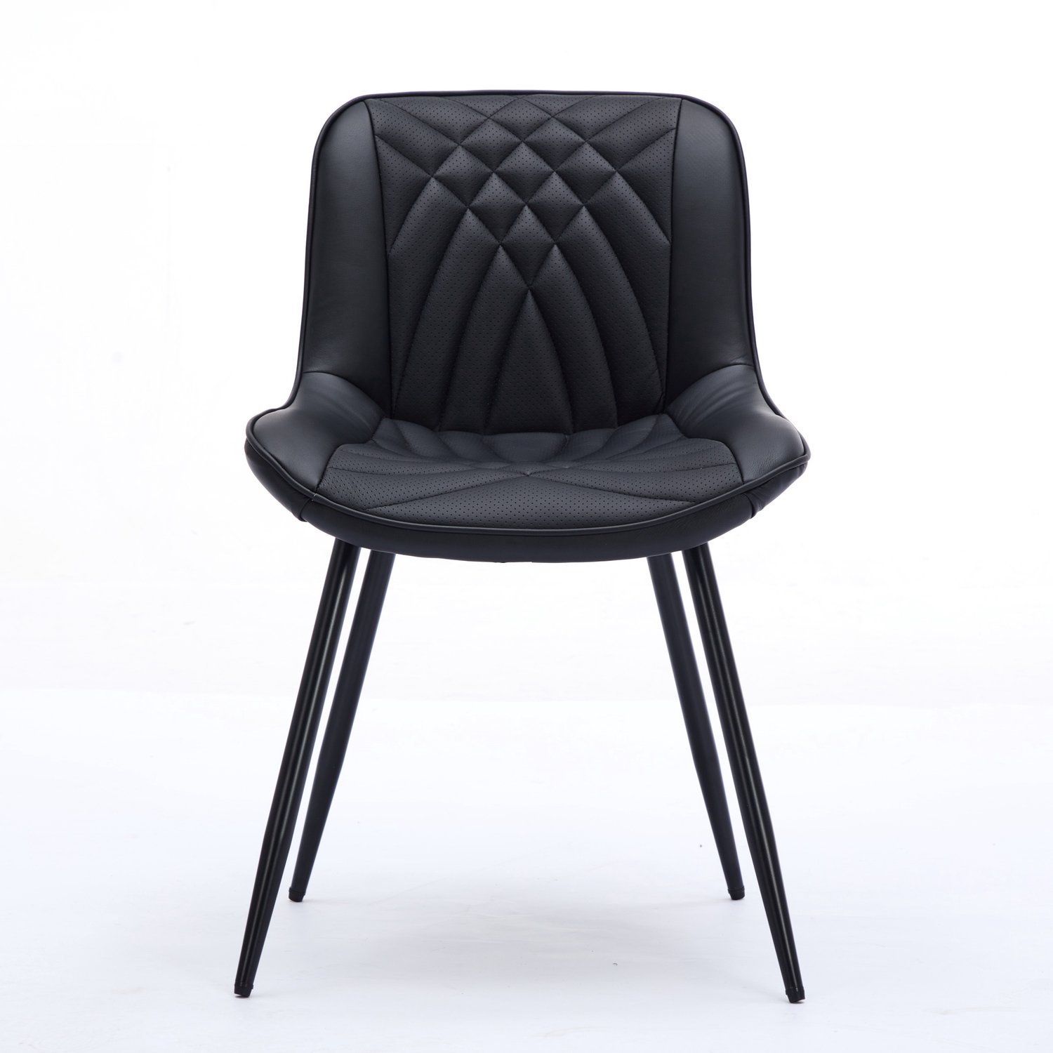 SONNENH Eetkamerstoelen set van 2 - Geperforeerd kunstleer - Metalen poten - Zwart