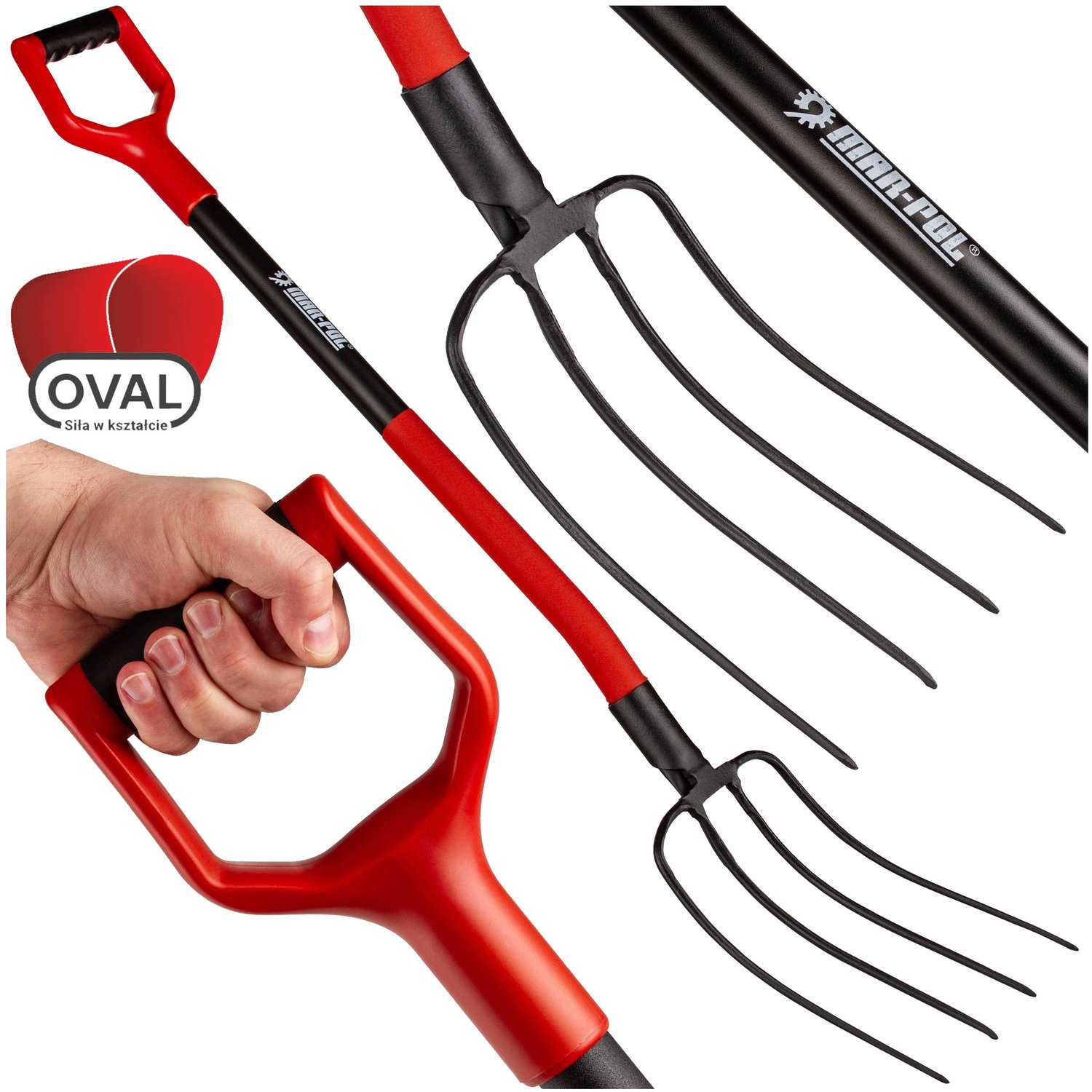 Mar-Pol 4-tands mestvork met metalen steel, 120cm