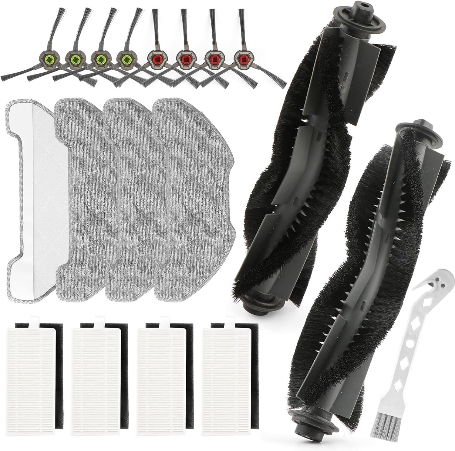 RongZy 19-Piece Accessory Set for Airrobo P20/P30 Robot Vacuum Cleaner Accessories with 2 Main Brushes, 8 Side - ShopVlot