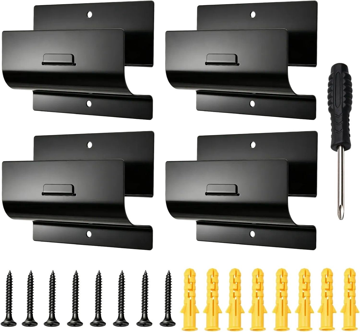 LEONTOOL 4 wandhaken voor ladder, belasting 25 kg, met schroeven, pluggen, schroevendraaier, voor garage, werkplaats, tuin