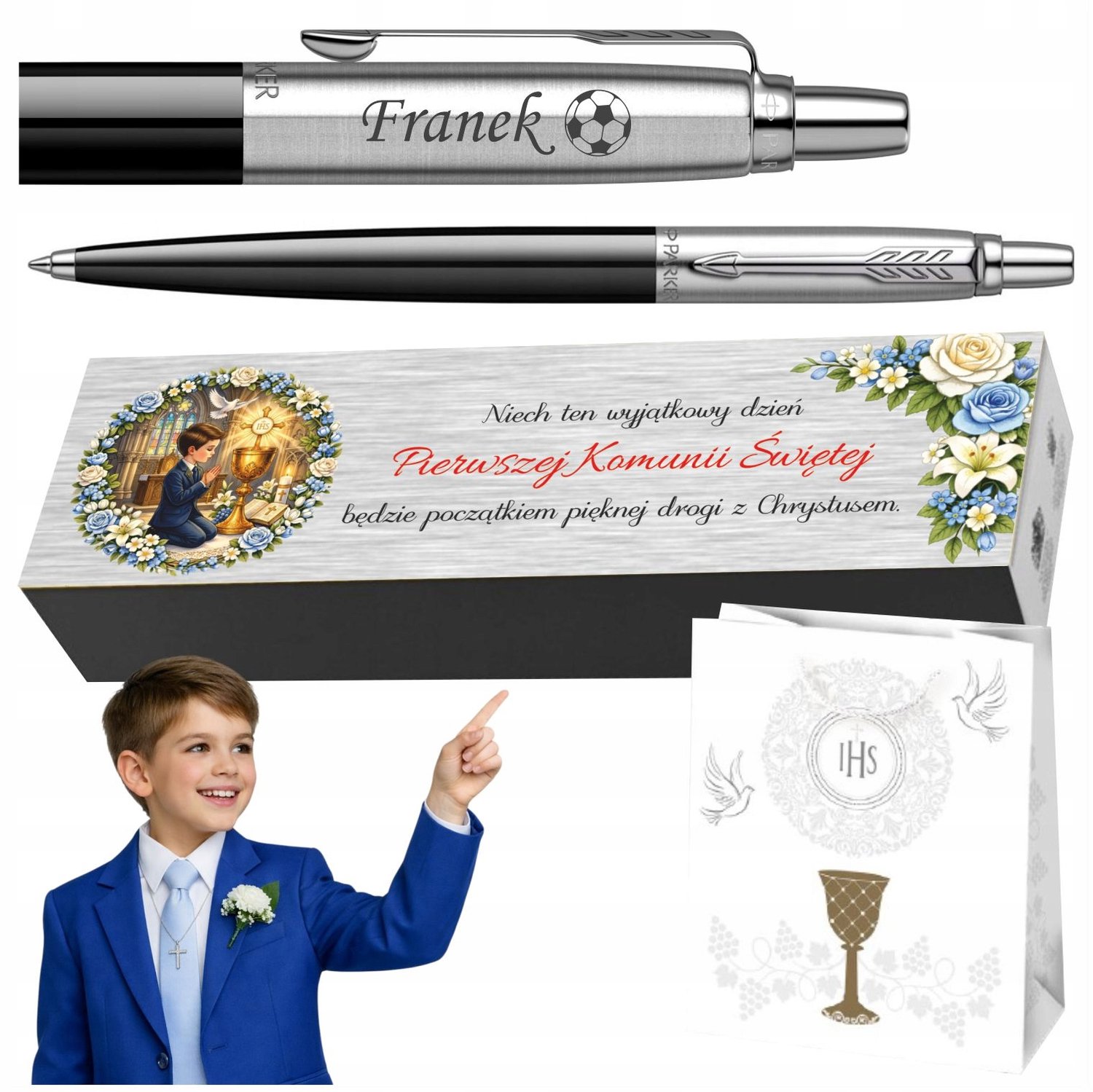 Parker Jotter Pen Zwart met Gravure & Communie Cadeau Verpakking