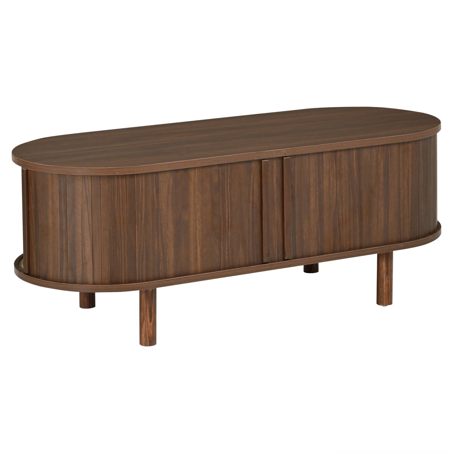 SONNENH Salontafel - Lamellenfront en houten poten - 100 x 40 x 38 cm - Walnootlook