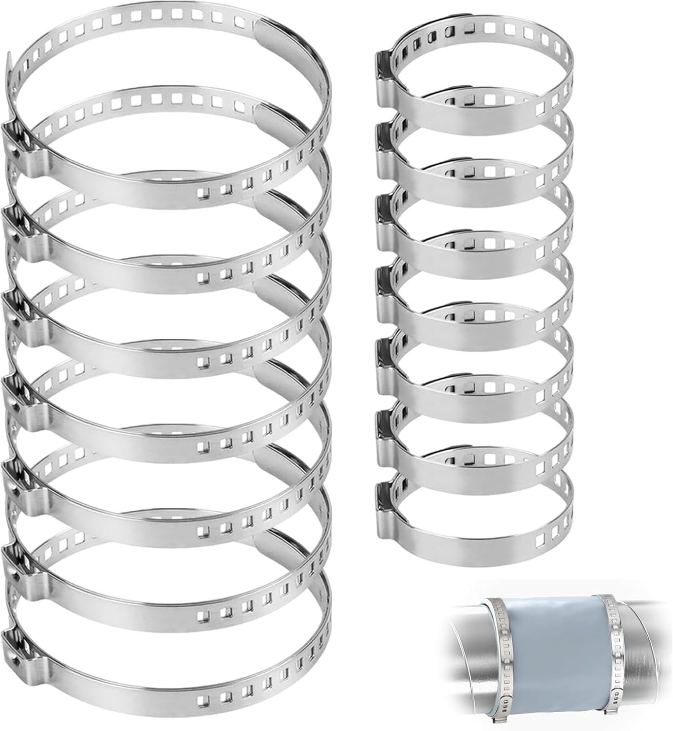 Slangklemmen set 14 stuks - 2 maten 20-50mm en 50-120mm - roestvrij staal - ideaal voor zwembadslang en tuin - ShopVlot