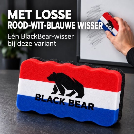 BlackBear Whiteboardmarkers - Roze - 4 stuks - Met rood-wit-blauwe wisser - Magnetische dop met wissertje - Droog uitwisbaar