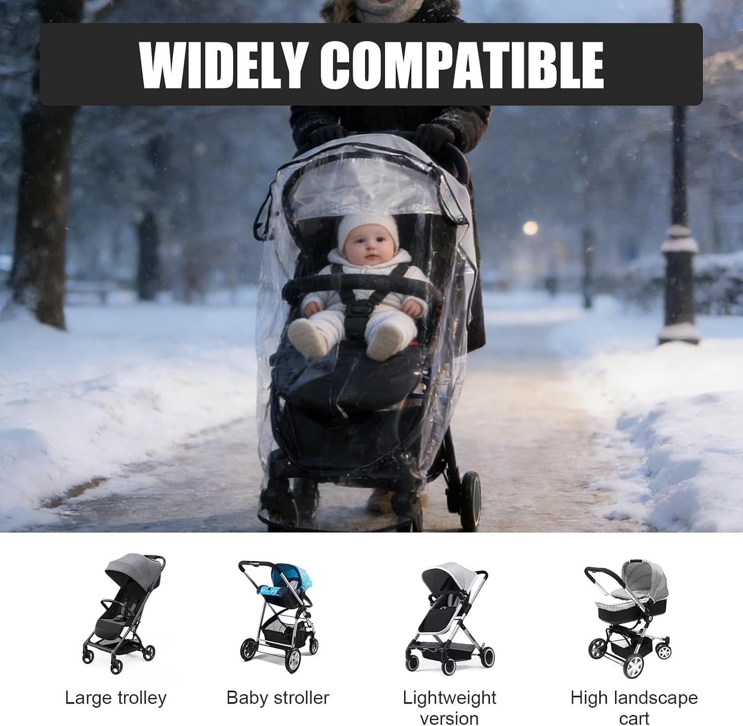 Ademende Regenhoes voor Kinderwagen en Babyschalen, Universele Bescherming tegen Regen en Zon met Voedselveilige EVA Materiaal – foto 4