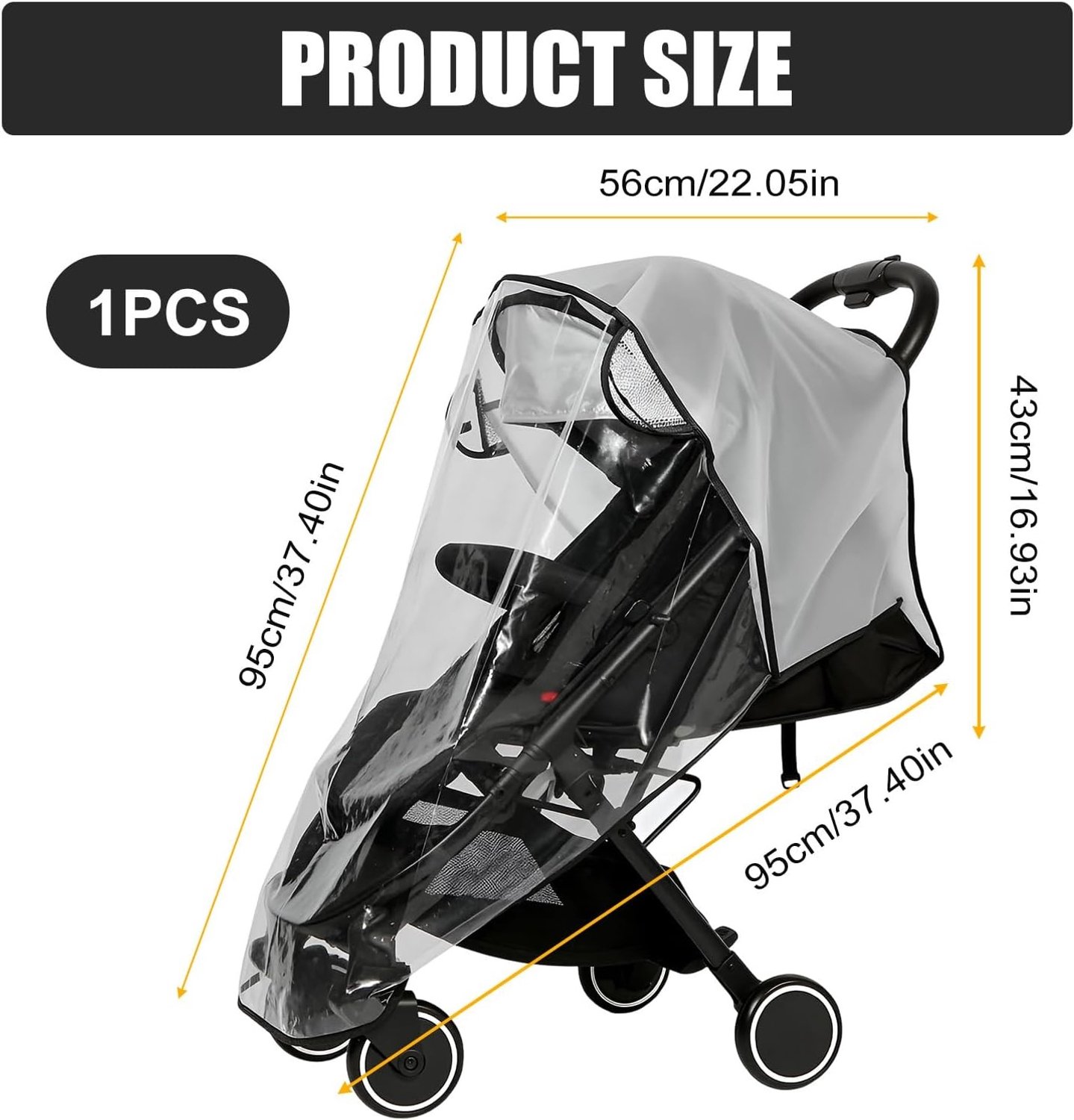 Ademende Regenhoes voor Kinderwagen en Babyschalen, Universele Bescherming tegen Regen en Zon met Voedselveilige EVA Materiaal – foto 6