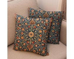 RIVIEVAL Boho Linen Cushion Covers 45x45cm Set of 2 Decorative Throw Pillow Covers for Sofa Bed Car Home Decor (Flower - ShopVlot