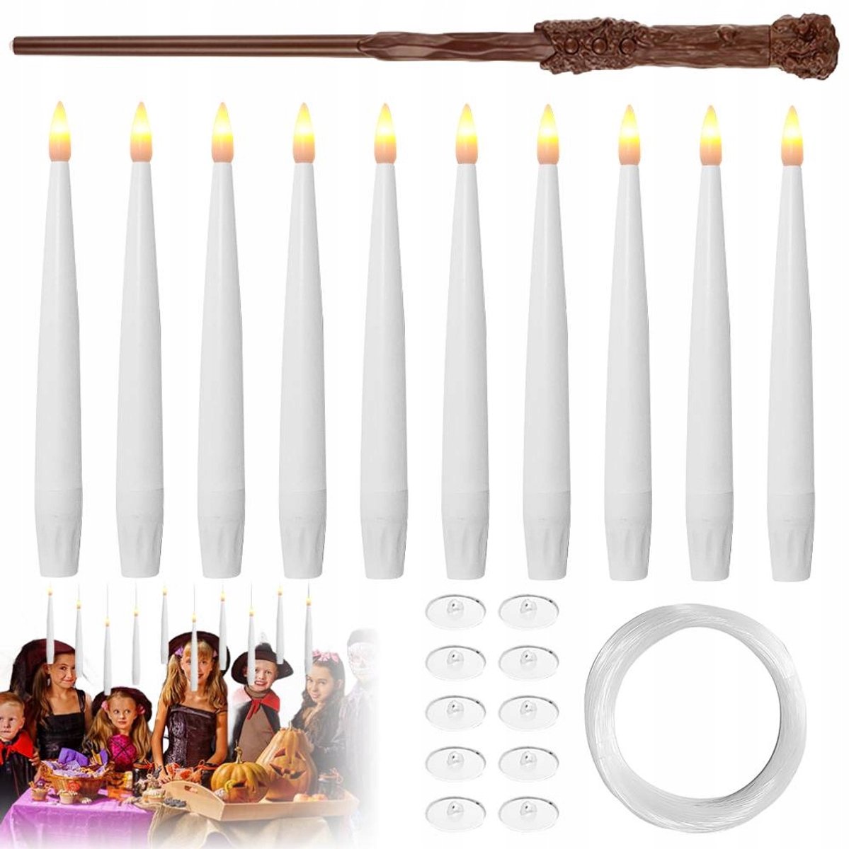 Zwevende Kaarsen - LED Kaarsen - Floating Candles - 10 Stuks - Toverstok Afstandsbediening - Halloween Verlichting & Decoratie - Sfeerverlichting - 3 Flikkerstanden - Warmwit - Voor Halloween & Feest