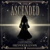 Een silhouet van een vrouw in een lange jurk, tegen een achtergrond van sterren en licht. Titel: THE ASCENDED. Tekst: Een dodelijke competitie begint. Een verboden aantrekking ontvlamt.