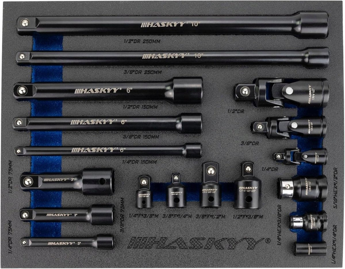 18-delige Doppen & Verlengstuk Set: 1/4", 3/8", 1/2" Aandrijving