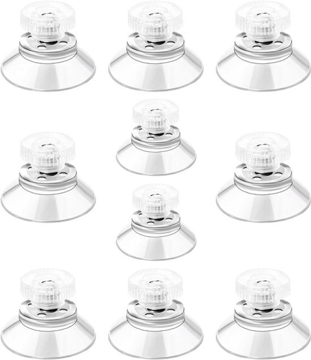 Veelzijdige PVC-zuignappen voor diverse toepassingen - 10 stuks, transparant, met schroefdraad en kartelmoeren, raamzuigers voor glas en rubber