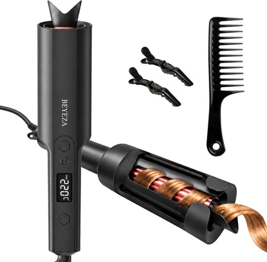 Beyeza Automatische Krultang 2.0 - Haarstyler - Roterende Krulborstel - Wafeltang - Incl. Haarkam, haarklem - Airstyler Haarkruller - Hair Curler - Snel en Veilig