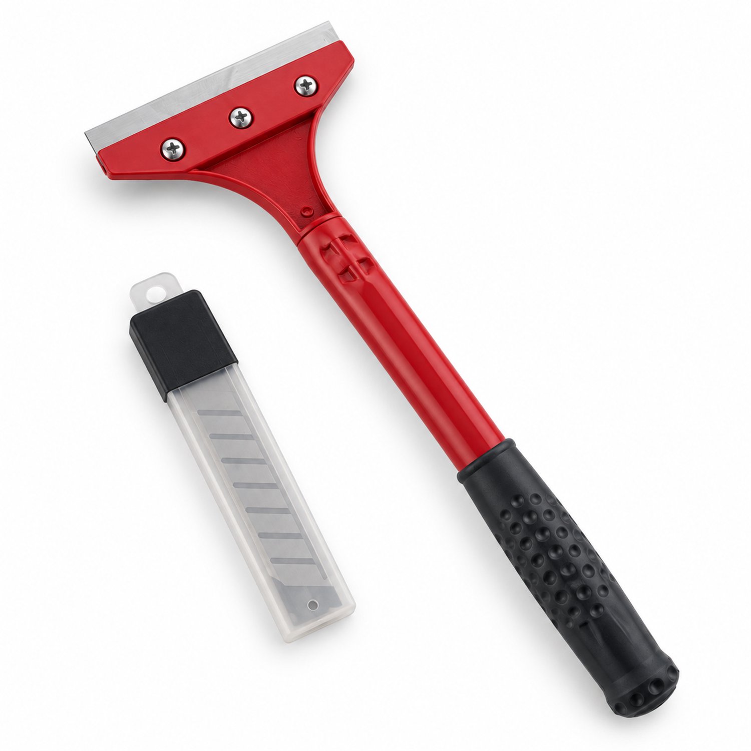 Behangschraper 100 mm - Met 5 Reservemessen - Lange Handgreep 30 cm - Rood/Zwart