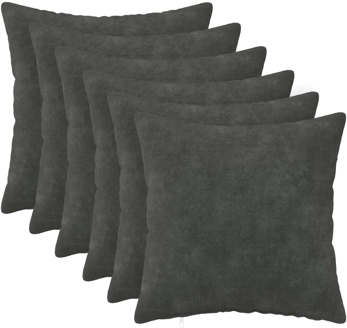 vidaXL Dekenkussen - 6 - st - HEERLEN - Antraciet - 35 - x - 35 - cm - Microfiber - Fleece