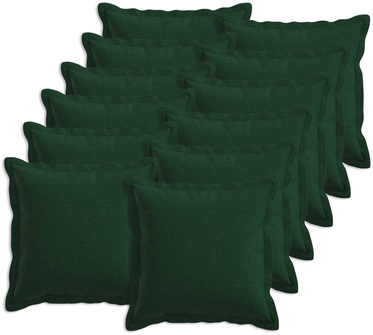 vidaXL Dekenkussen - 12 - st - HOUTEN - Donkergroen - 50 - x - 50 - cm - Faux - Linnen