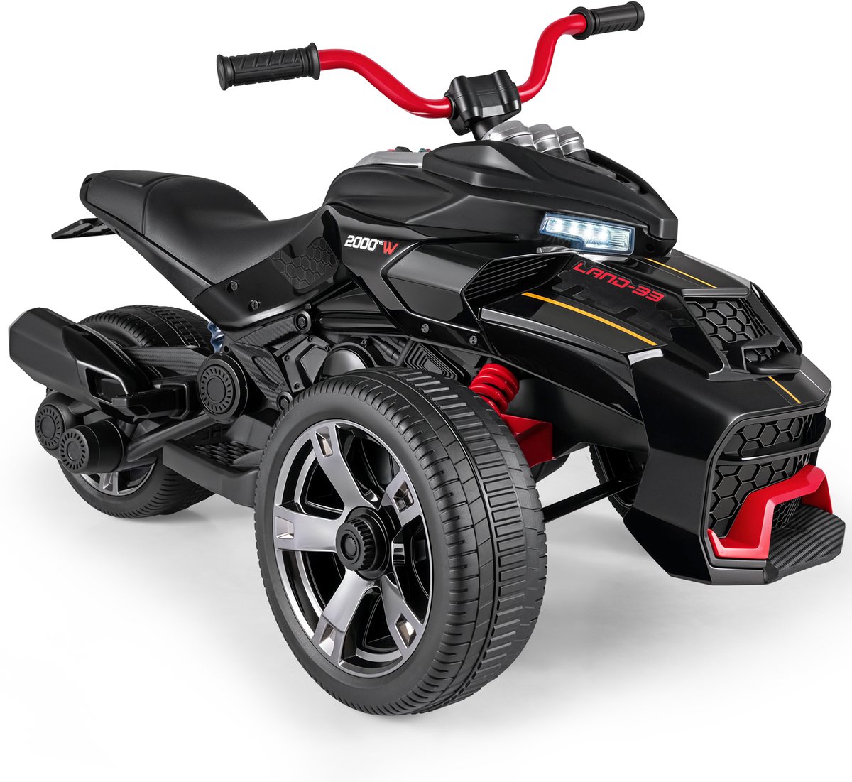 COSTWAY Elektrische quad voor kinderen, 12 V, 3-7 km/u, met 3 wielen, zwart