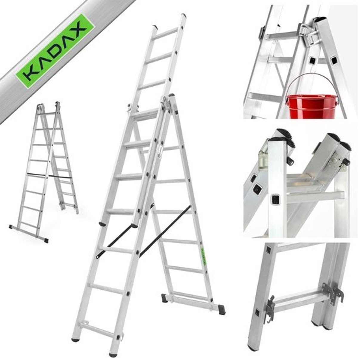 Inklapbare aluminium ladder met 4 treden - draagvermogen 125 kg