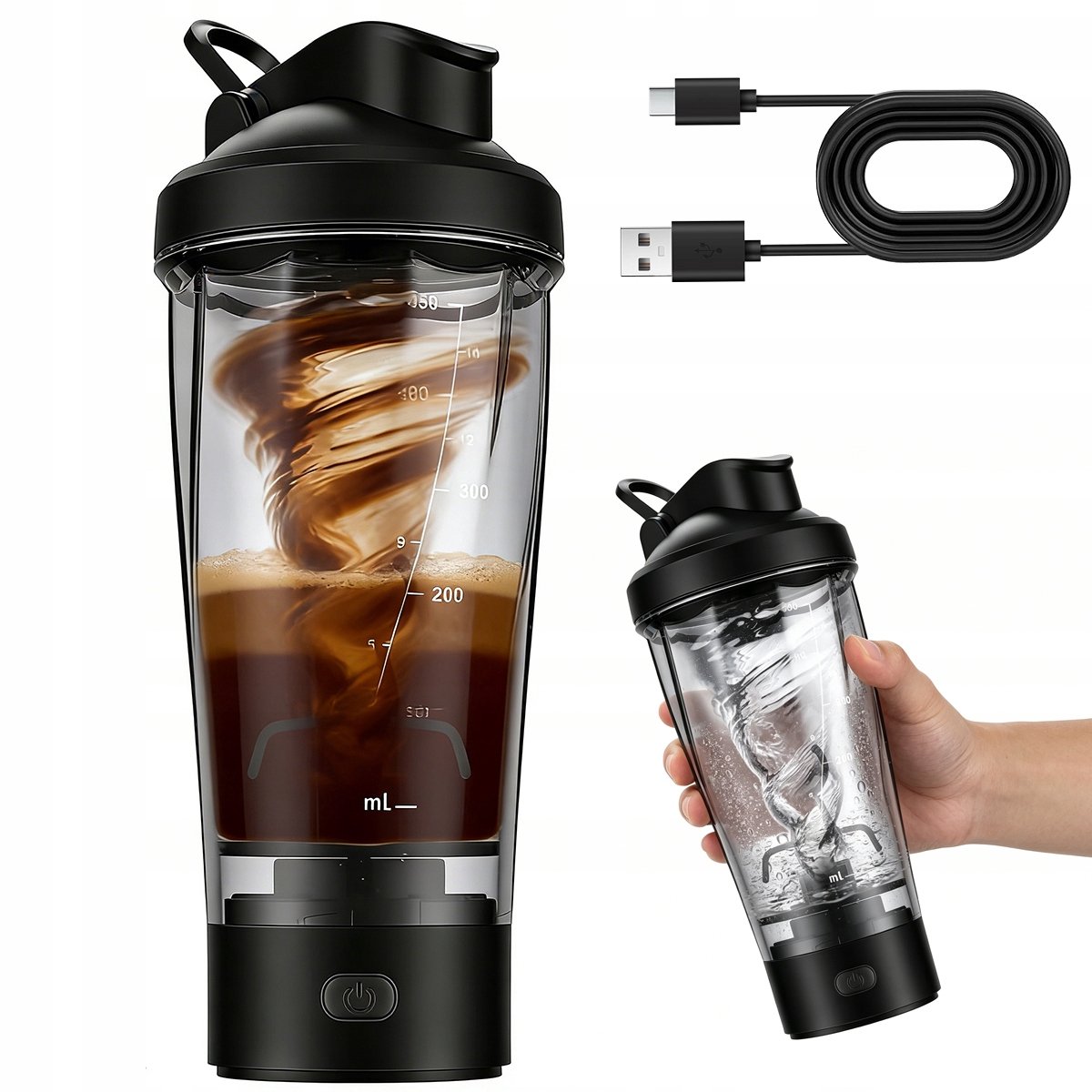 Elektrische Shaker Beker USB-C 450ml - Proteïne Shakes & Smoothies