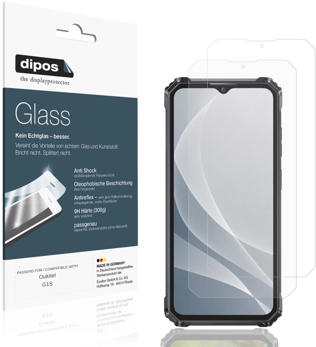 dipos – 2x Matte Pantserfolie geschikt voor Oukitel G1S | 9H Screenprotector