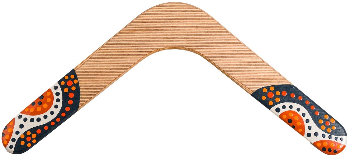 Handbeschilderde boemerang Wallaby Boomerang Vintage WB103 Hout 34 cm — cadeau in Spellen & Speelgoed - foto 2