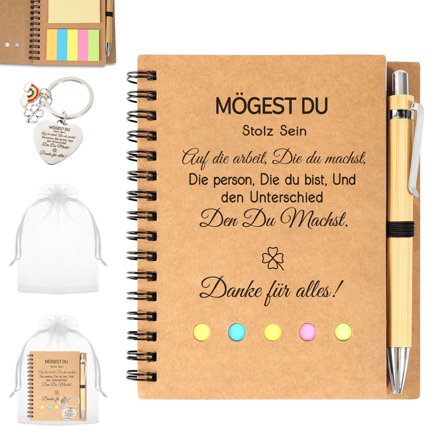 Afscheidsgeschenk voor Collega's met Notebook en Sleutelhanger