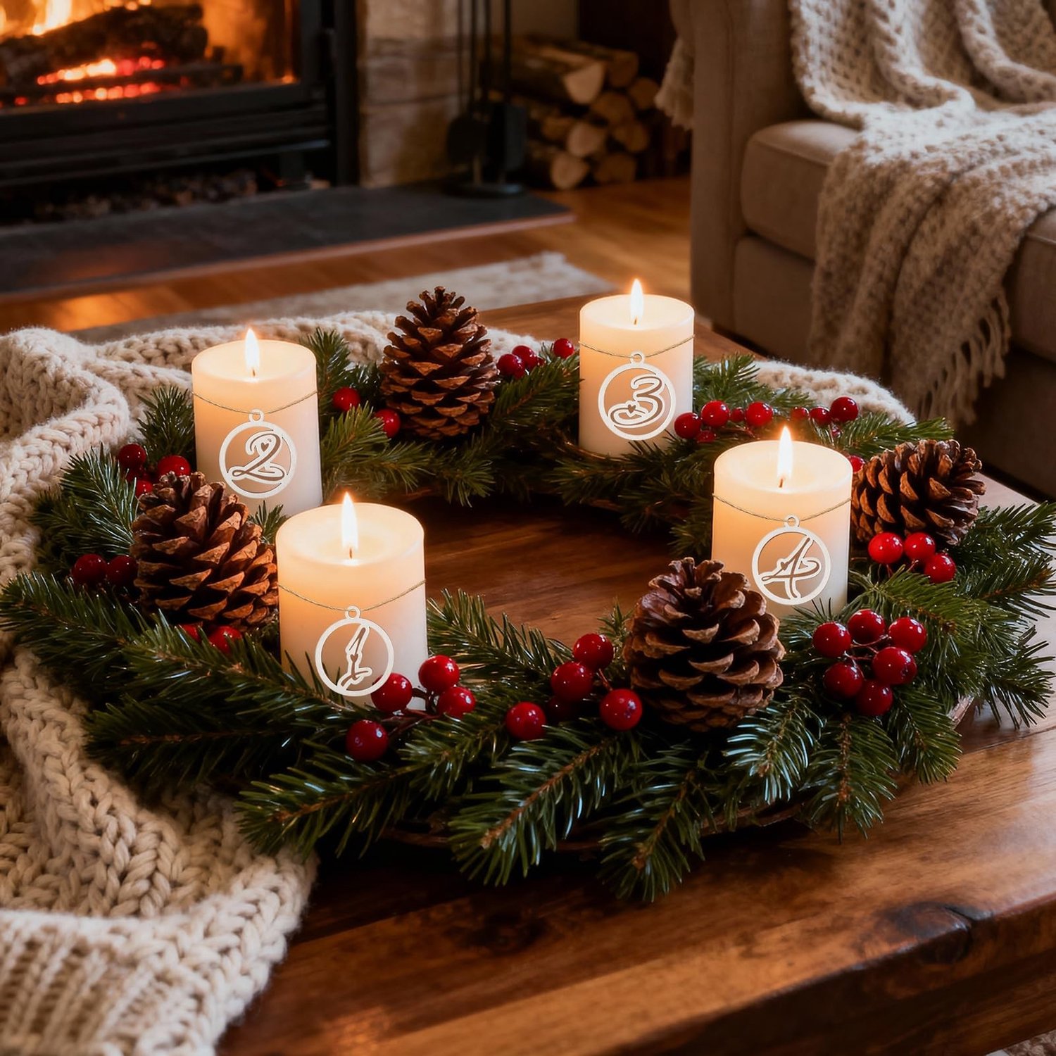 Adventskrans Cijferset van Hout - 1-4