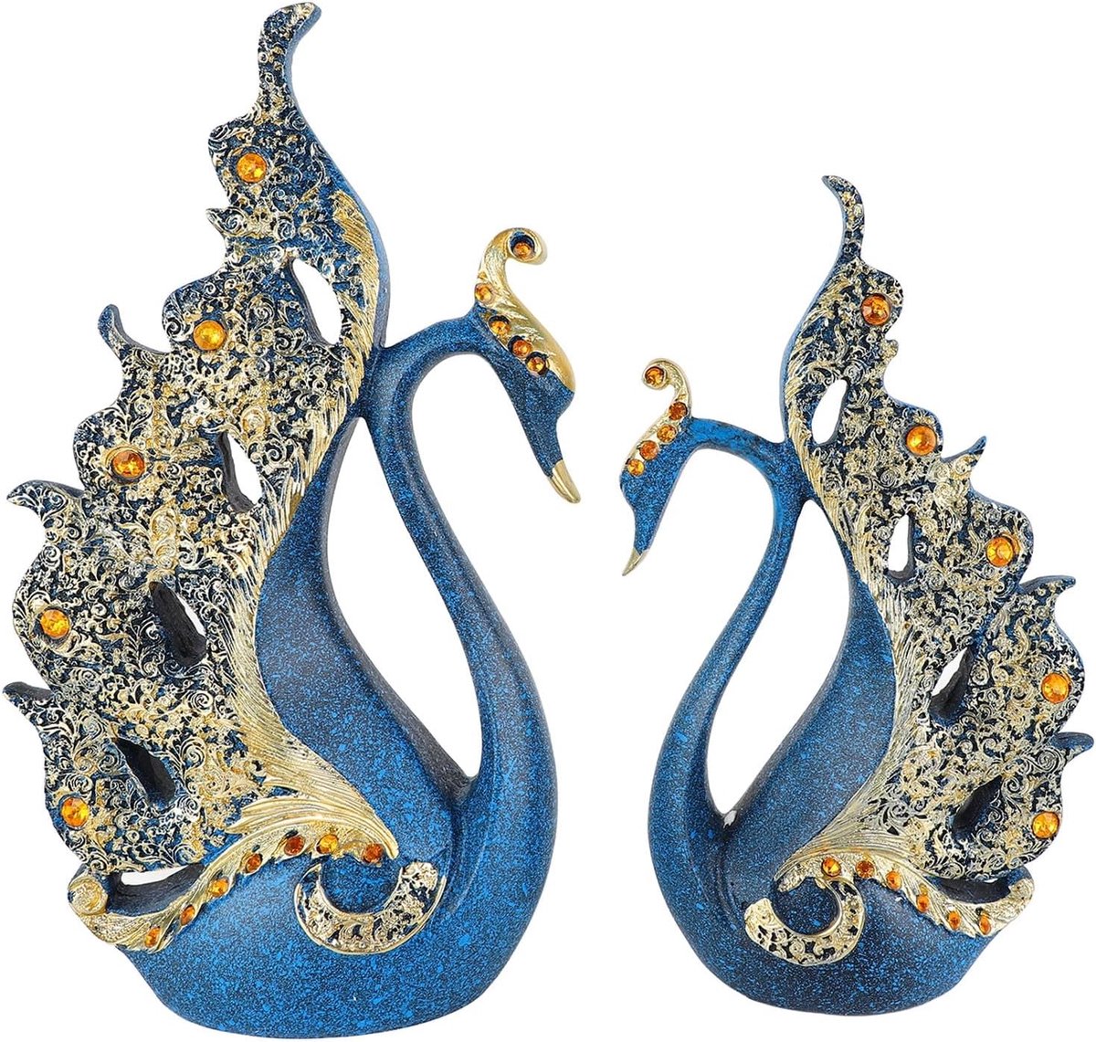 Zwaan Ornamenten, Zwaan Liefdesvogels Paar Standbeeld Zwaan Paar Beeldjes Decoraties Tafelblad Middelpunt Voor Bruiloft Woonkamer Thuis Kantoor Decor(Blauw)
