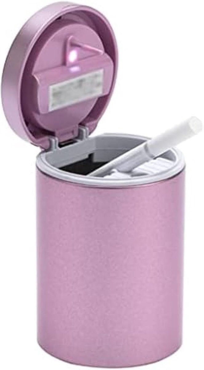 Roze Auto-asbak Met Deksel, Winddichte Auto-asbakken Opladen Op Zonne-energie, Gemakkelijk Op Te Ruimen Asbak Voor Vrouwen Voor Vuilnisbak Voor Binnen En Buiten,Roze, Wit,Bonny369