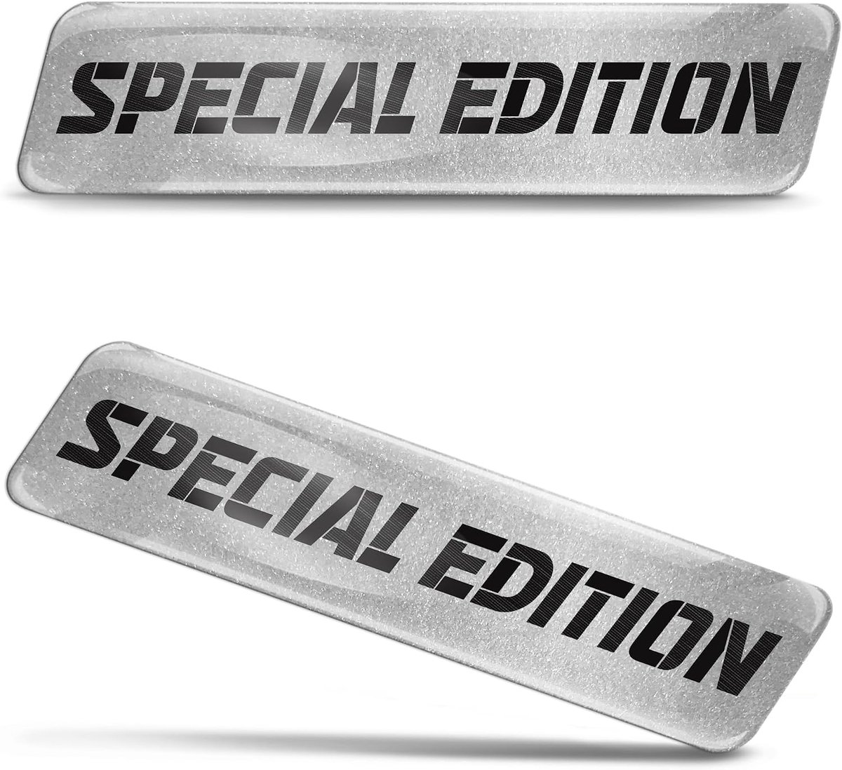 2 x 3D Gel Siliconen Stickers Bumper Sticker Decals Badge Embleem Tuning voor Auto Motor Helm Fiets Special Edition Zilver Zwart KS 196