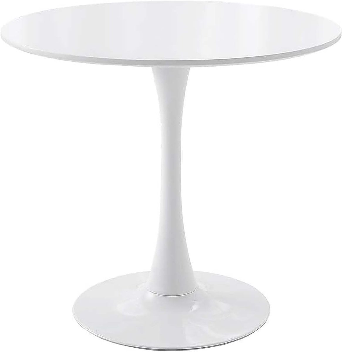 Eettafel uit het midden van de eeuw voor 2-4 personen met voetstuk voor thuiskantoor, woonkamer, keuken, vrije tijd, 80 cm, wit