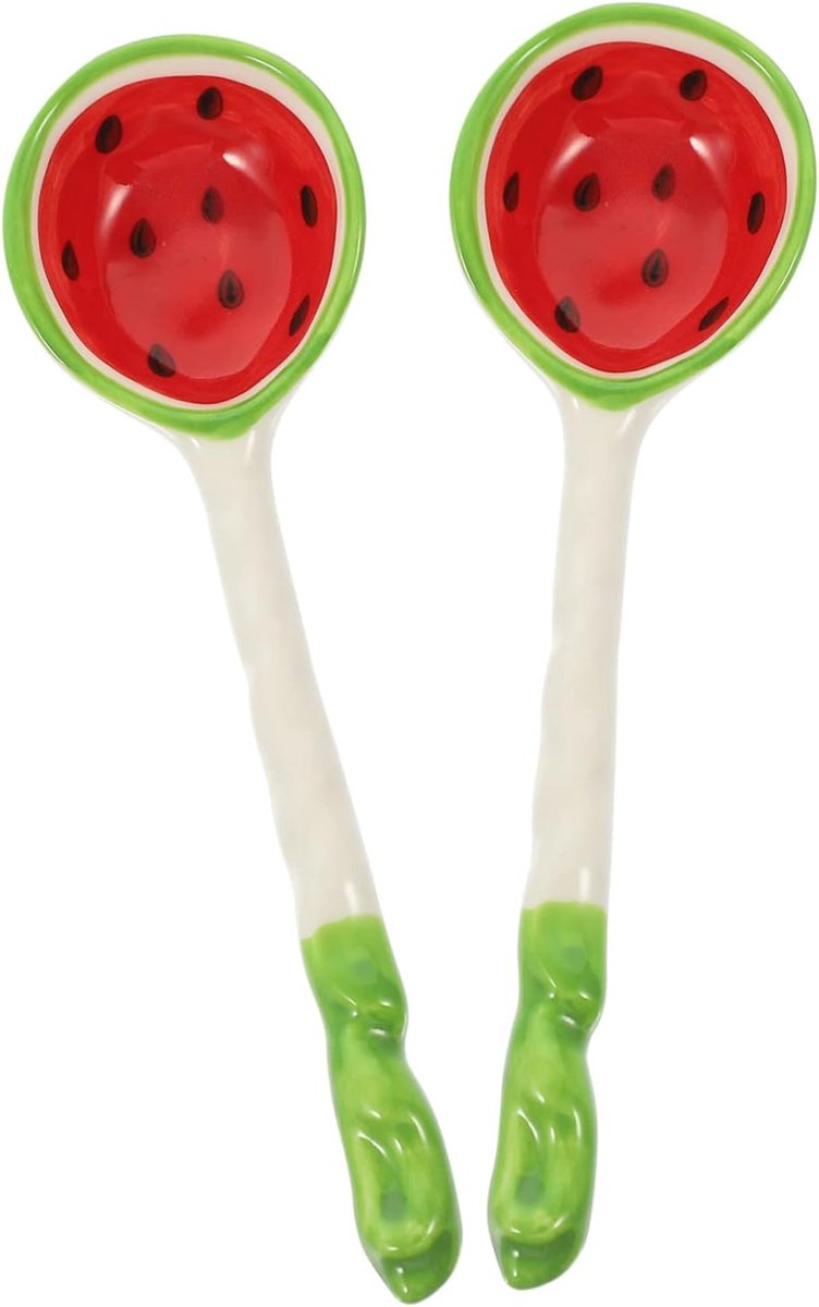 2 Stuks fruitvormige lepel netto geel bakje lepel met antiaanbaklaag zeef toverstaf keukengerei kitchen utensils keuken met lange steel multifunctionele s keramiek